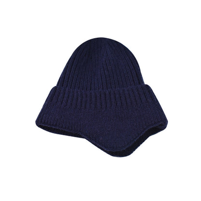 Fashionabl Warm Pure Color Ear Protection Wool Knitted Hat