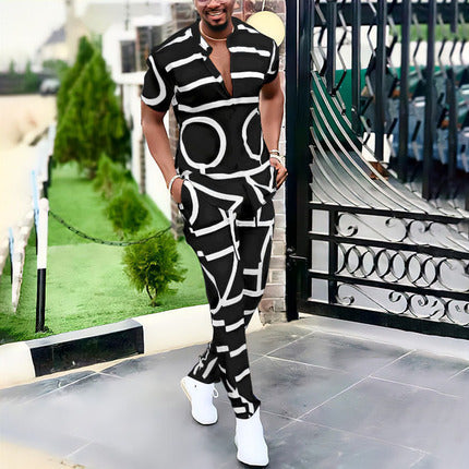 3D Short-sleeved Trousers Shirt Outfit