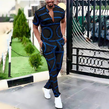 3D Short-sleeved Trousers Shirt Outfit