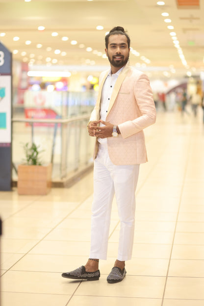 Peach brocade blazer