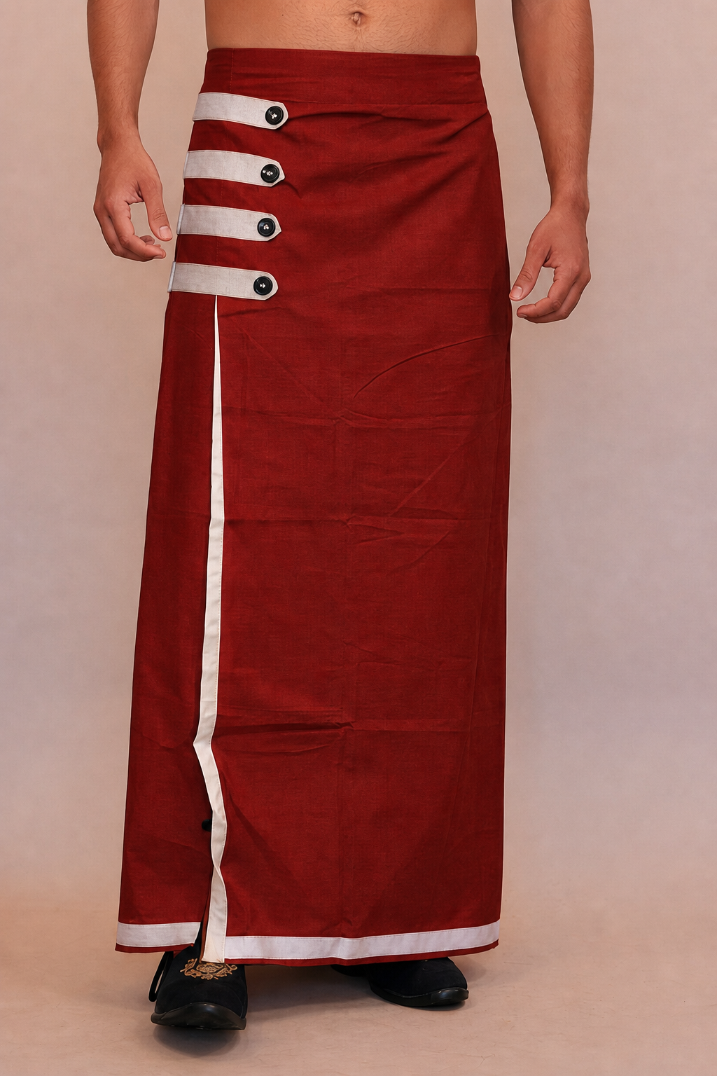 Easy Lungi in maroon with white trim
