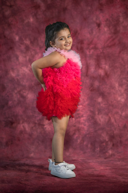 Net ruffle dress