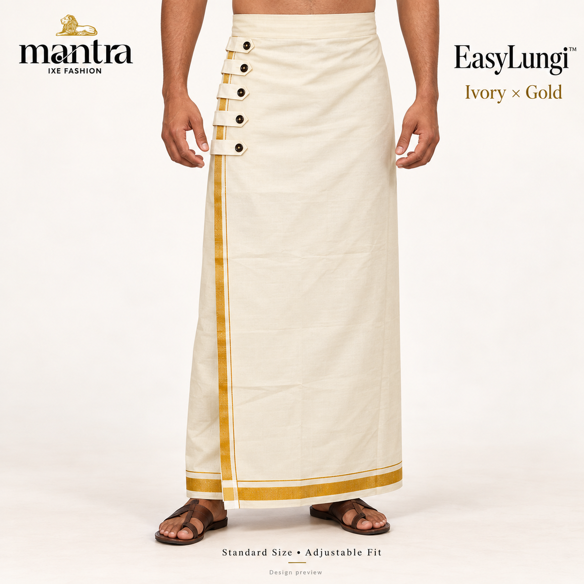 EasyLungi Ivory × Gold — design preview