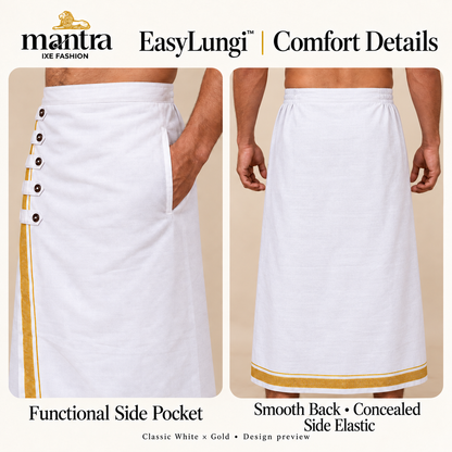 EasyLungi design preview — side pocket, smooth centre back and concealed side elastic