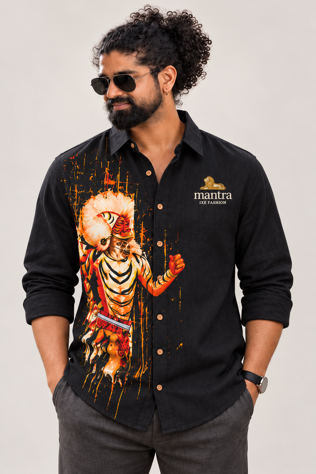 Mantra IXE Pili Vesha Tiger Dance Shirt — Black — design mockup